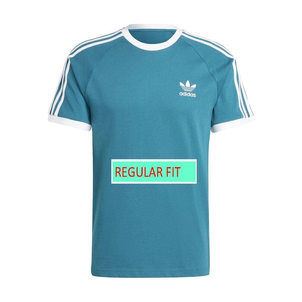 Adidas Classics Original 3 Stripes Tee Shirt Trefoil Retro Short Sleeve Men Teal